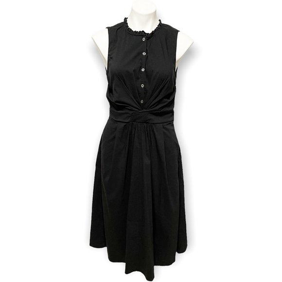 Rebecca Taylor Dresses & Skirts - Rebecca Taylor Size 6 Black Ruffle Neck Sleeveless Sheath Midi Dress